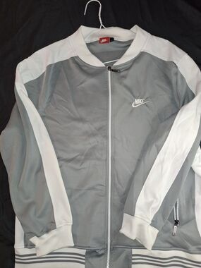 Nike Men’s Gray and White Track Jacket